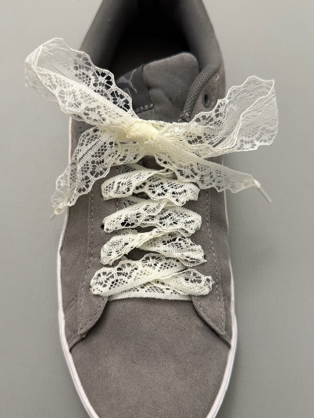 Ivory Lace Ribbon Shoe Laces Coquette Sneaker Laces Bow 47” Pair